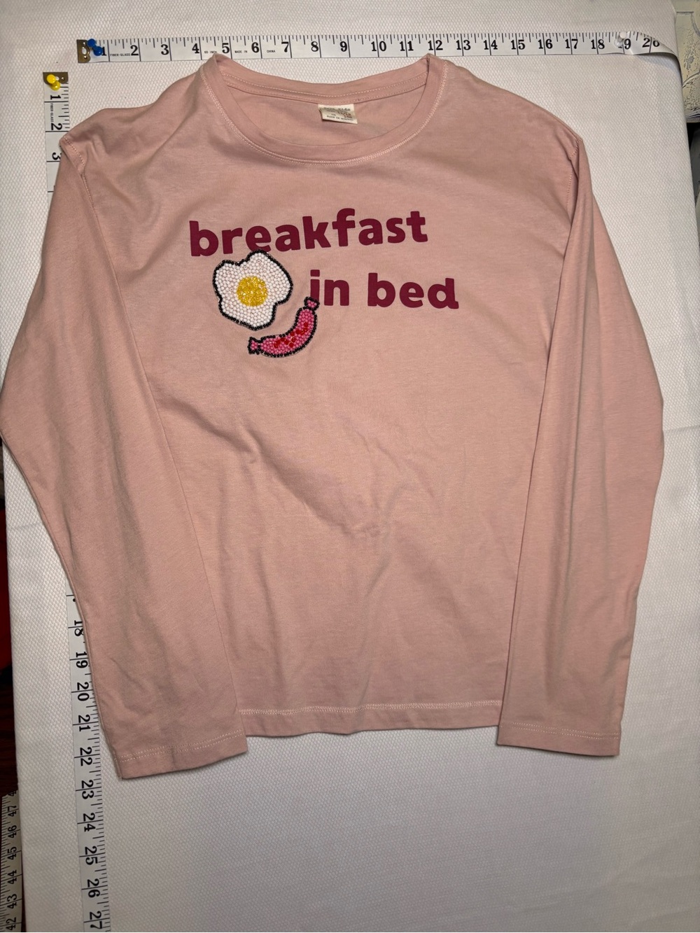 Zara Kids Breakfast in Bed Beaded Long Sleeve Shirt Size 11/12